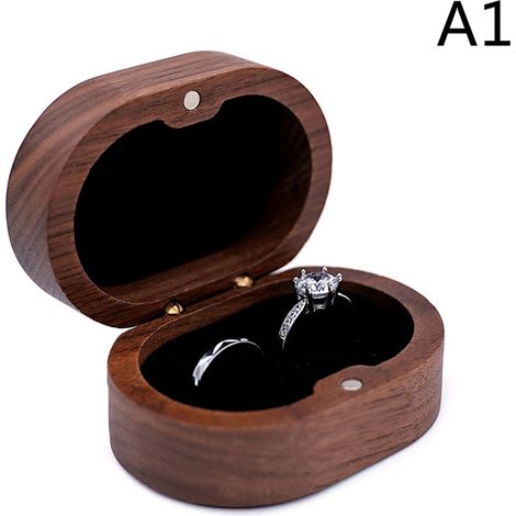 Boîte à alliances rustique, porte-alliances d'anniversaire de mariage A1 (1/4)