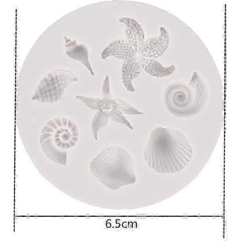 Ensemble de 3 moules à fondant en silicone sur le thème de la vie marine : moules à chocolat en forme de coquillage et d’étoile de mer. (1/4)