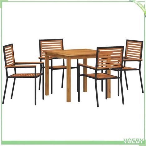 Ensemble de salle à manger pour jardin - FAFEICY - 3365514 - Noir - Bois d'acacia massif - 4 personnes (1/5)