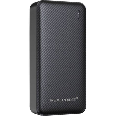 RealPower Power bank 20.000 mAh Ricarica rapida, Consegna di potenza USB-A, USB-C® Nero