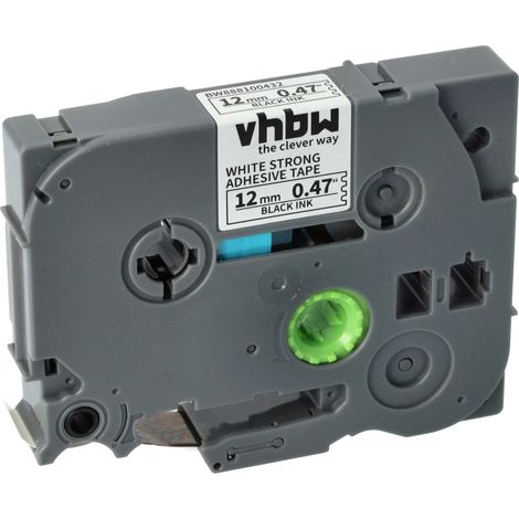 vhbw 1x Label Tape compatible with Brother PT P900W, P950NW, P900NW Label Printer 8m x 12 mm, Black on White, Extra Strong, Laminated