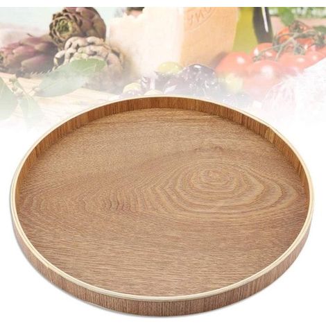 Piatto rotondo in legno e bambù, ideale per servire tè, cena e colazione, ma anche dolci, cibo e frutta - diametro 30 cm. (1/5)