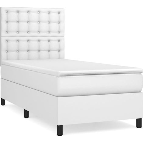 Maison Exclusive - Giroletto a Molle con Materasso Bianco 90x190 cm in Similpelle