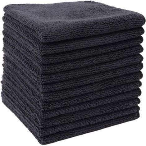 Panni neri in fibra ultrafine, panni per la pulizia domestica, panni da cucina in cotone e poliestere, spugnette abrasive (30x30 cm, 12 pezzi) -Crezuo