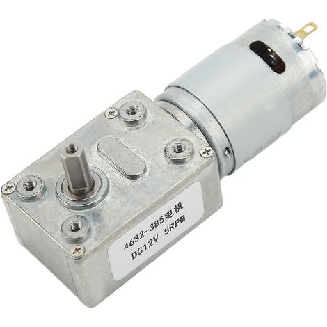 Moteur à engrenages à vis sans fin 12V DC, auto-verrouillable, réducteur de vitesse précis, couple élevé, 5 tr/min, pour applications industrielles et automatismes. (1/5)