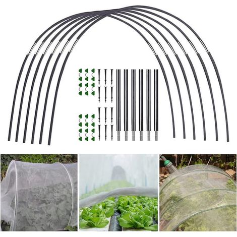 Arceaux de serre pour filet, arceaux de serre, structure de serre, kit d'arceaux de serre à monter soi-même, structure de support pour tunnel de jardin 18 pièces (6 pièces) - couleur (1/5)