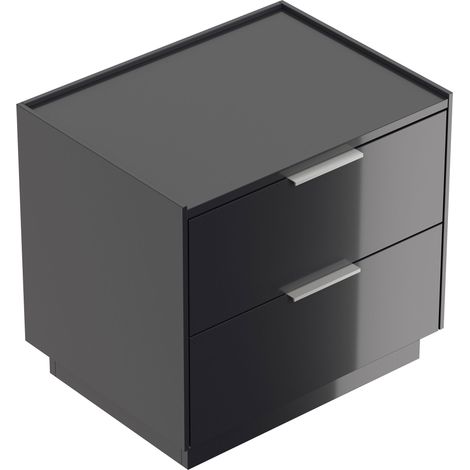 Design Nachttisch Kommode Artem 60cm B, 2 Softeinzüge lackiert Grafit Hgl (1/5)