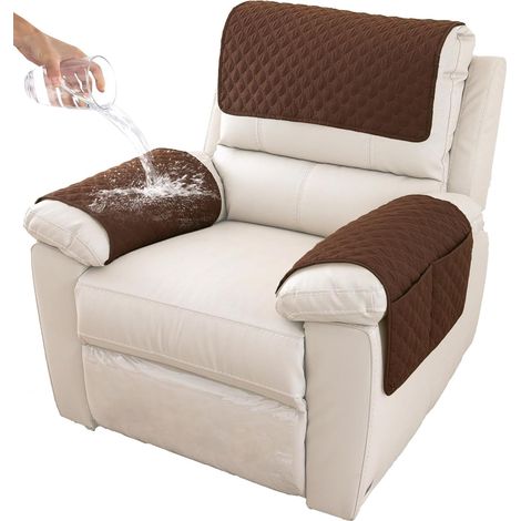 (Coffee,1 Seat Recliner 3 pc) Housse D'accoudoir De Canapé, Housse D'appui tête pour Housse De Bras De Fauteuil Inclinable, Housse De Fauteuil Antid (1/5)