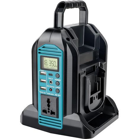 Onduleur 350 W MT 18 V, DC 18 V à AC 230 V, convertisseur sinusoïdal pur, 2 ports USB-A/USB-C, LED 300 lm pour camping d'urgence (1/5)