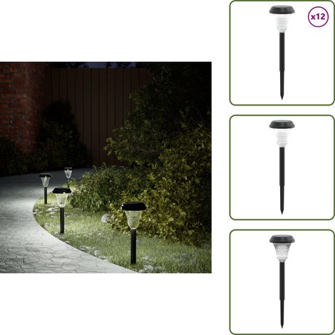 The Living Store Lampes solaires d'allées et piquets de sol 12 pcs blanc - Lampe Solaire Exterieur - Éclairage Extérieur Solaire - Lumieres Décoratives Extérieures - Lumière Led Extérieure - Décoratio (1/5)