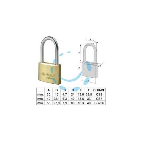 LUCCHETTO LOGO OTTONE ARCO LUNGO 21011 - mm.30 (art.21011300)