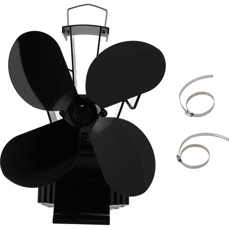 Ortviai Ventilateur de Poêle à Bois 4 Pales avec Jauge de Température Magnétique, Aluminium Anodisé, 172 mm (1/5)