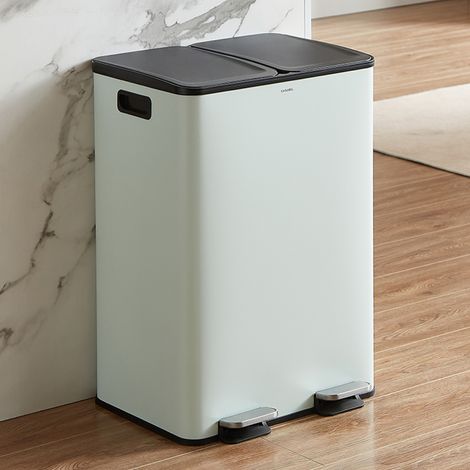 CASABEL Poubelle Cuisine Double 2x30L en Acier Inoxydable, Vert