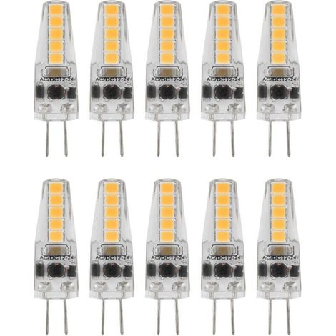 10pcs G4 LED Ampoules 2W Bi Pin Base Dimmable Ampoules pour Lustre Plafonnier Lampe De Table Blanc Chaud 3000K AC 1224V