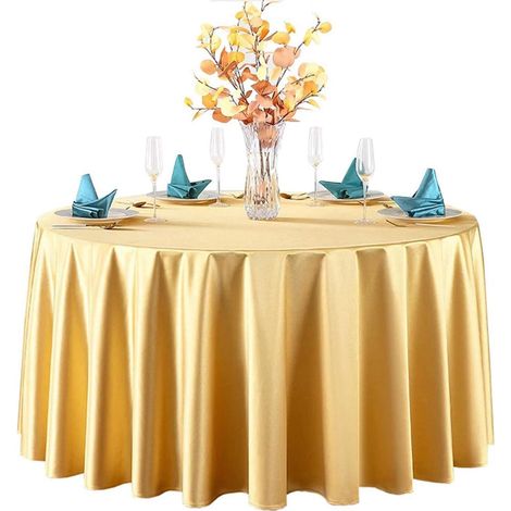 Nappe ronde en satin 240 cm Jaune, lisse & brillante, réutilisable