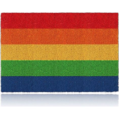 Relaxdays Zerbino in Fibra di Cocco, 60x40 cm Arcobaleno, Tappetino Antiscivolo Ingresso, Esterno e Interno, Multicolore (1/5)