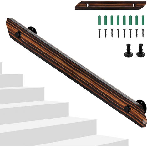 Randaco Main courante décorative 100 cm en pin massif marron, style moderne rétro, pour escalier intérieur grenier jardin (1/5)
