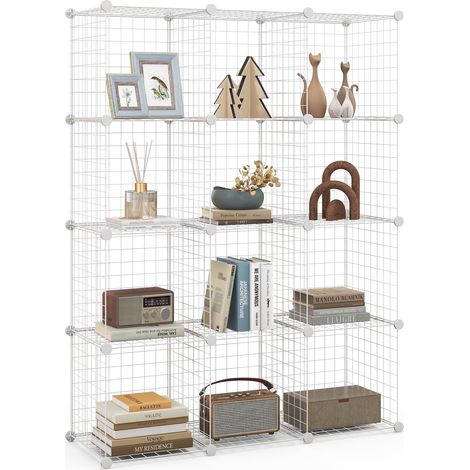 12 Cube Storage Shelf Rack DIY Wire Grid Bookcase Display Cabinet (1/5)