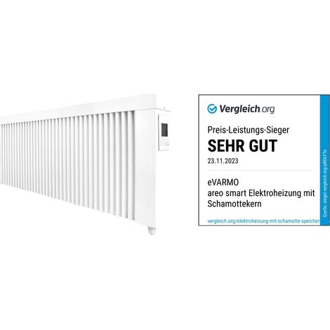 Elektroheizung areo smart base niedrige Flächenspeicherheizung 1600 Watt - digitales Thermostat mit LCD-Display - Option zur Appsteuerung von eVARMO (1/5)