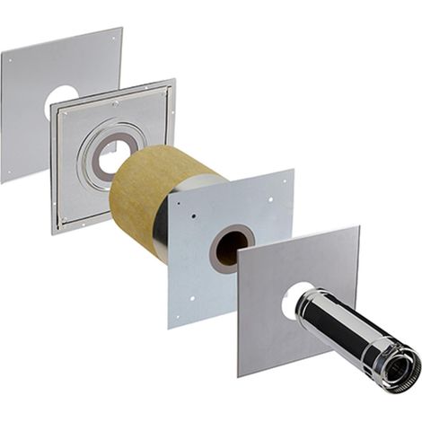 Poujoulat – Kit complet de fumisterie pour conduit extérieur – Coquille isolante en laine de roche 450mm – Installation conforme RT 2012