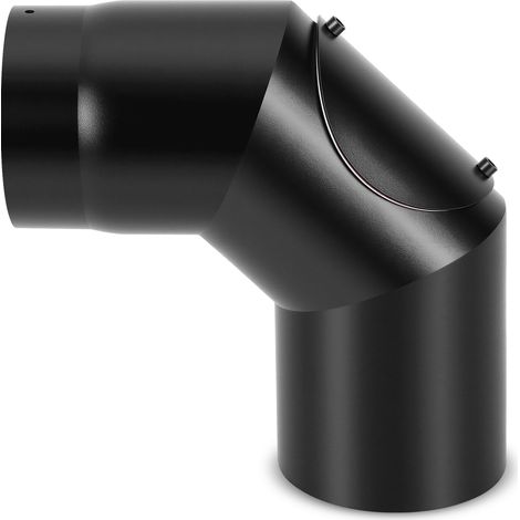 Jiubiaz Coude conduit de poêle 120 mm 90°, acier 2 mm, trappe de nettoyage (1/5)