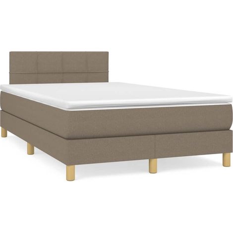 Sommier à lattes de lit matelas et LED taupe 120x190 tissu (1/5)