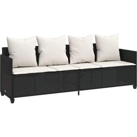 Maison Exclusive - Lettino Prendisole con Cuscini Nero in Polyrattan