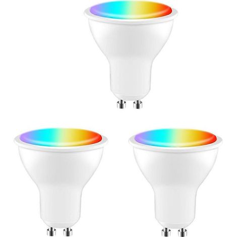 Ampoule LED intelligente Tuya GU10, intensité variable, 5 W, AC100-130 V, Wi-Fi + Bluetooth, compatible avec l'application Smart Life, Alexa et Google Home (lot de 3). (1/5)