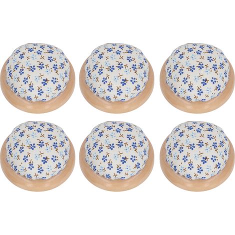 6 Pièces Coussin à Épingles en Bois Base Ronde Style Fleuri Mignon pour Couture - Idée Cadeau Mère Grand-mère (1/5)