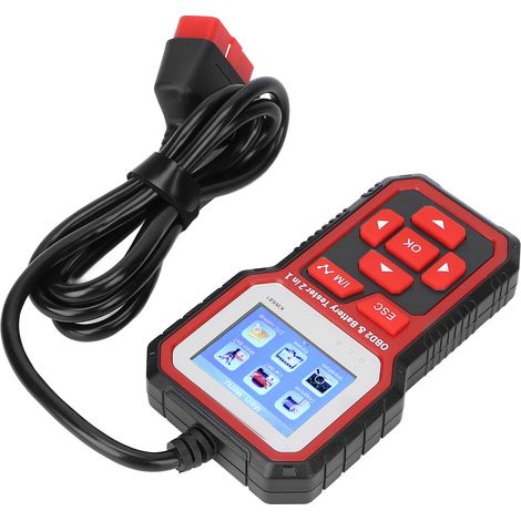 Testeur de batterie automobile 2,4 pouces (6 V-12 V), écran TFT multifonction, scanner de diagnostic OBDII, testeur universel 2 en 1 pour motos (1/5)