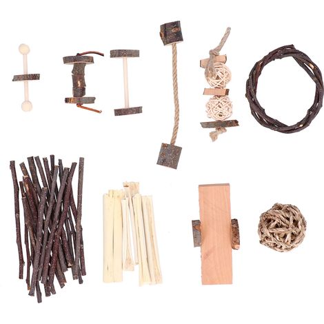Lot de 10 jouet perroquets mâchement morsure suspendu blocs jeu pour animal de compagnie oiseau hamster en bois (1/5)