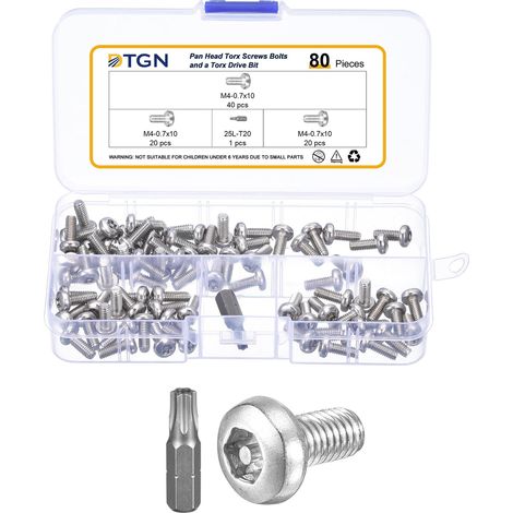Vis de sécurité Torx à tête cylindrique M4x10mm 80 pièces (1/5)