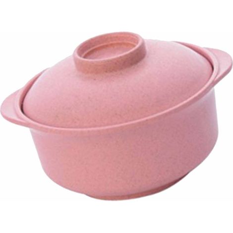 Bol à nouilles instantanées style nordique pour étudiants, récipient alimentaire multifonction avec couvercle rose (1/5)