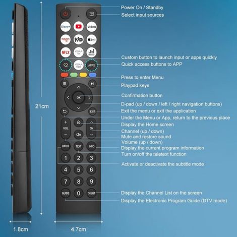Télécommande Universelle - Pour Tv Hisense Vidaa 4K Uhd Fhd Qled Led Lcd Hd - Compatible Modèles A4N À U87HQ Et L10 - 1 Pièce (1/5)