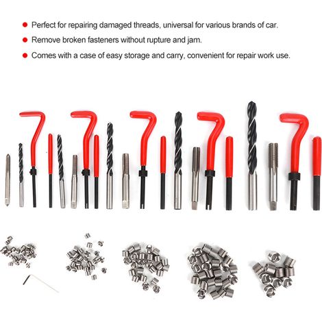 Kit de réparation de filetage de 131 pièces en boîte plastique, disponible exclusivement dans les entrepôts à l'étranger. (1/5)