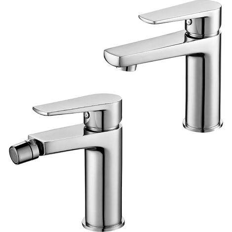 Set miscelatori lavabo e bidet cromati serie Erika piletta inclusa (1/5)
