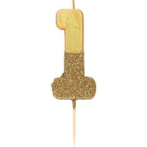 Bougie d'anniversaire numéro 1 dorée avec paillettes Décoration de gâteau Jolie, scintillante pour enfants, adultes, 1ère, 18e, 21e fête, anniversaire, âge jalon (1/3)