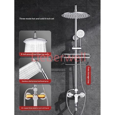 Ensemble de douche thermostatique en acier inoxydable avec pommeau de douche pluie haute pression, kit de robinetterie de salle de bain domestique, ensemble de pommeaux de douche cascade (1/5)