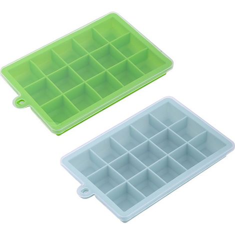 Silikon-Eisformen – 15 und 24 Würfel pro Form – Für Whisky, Babynahrung, Soßen, Säfte – Mit Deckel – 2er-Set (1/5)