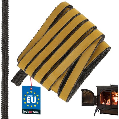 KOTARBAU® Joint Insert Cheminée - Joint Poêle À Bois - 15 x 4 mm - Fibre de Verre - 2,5 m - Noir - Résistant à la Chaleur - Autocollant (1/5)