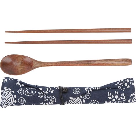 Lot portable en bois cuillère baguettes long manche pour voyage extérieur travail (1/5)