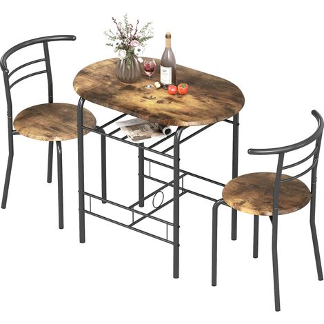 ThreePiece Compact Dining Set Rustic Brown (1/5)