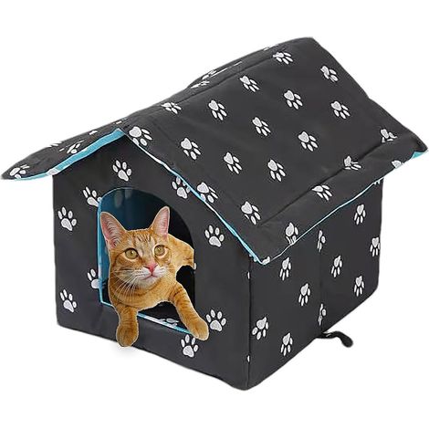 Katzenhaus Draußen Hundehaus Wasserdicht Katzenhöhle Indoor und Outdoor Haustierhaus Faltbare Hundehütte mit Abnehmbarem Matte Katzennisch Hunde Nische Für Kaninchen, Streuner Haustiere-M