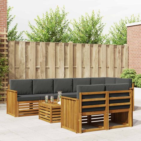 Sofagarnituren 9 pcs Natur und Anthrazit Massivholz Akazie (1/5)