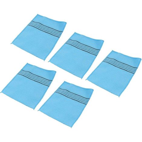 Set mit 5 weichen, koreanischen Peeling-Badetüchern für das Körperpeeling aus schnelltrocknendem Baumwoll-Polyester-Gewebe (blau) (1/5)