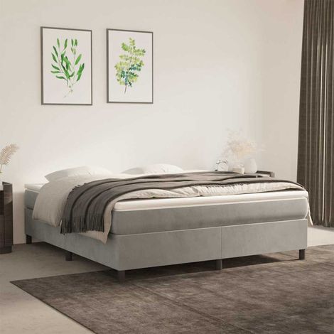 Sommier à ressorts de lit - Sommier pour Adulte et Enfant - Gris clair 180x200 cm Velours BV784931 - BonneVie (1/5)