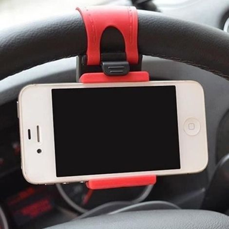 Voiture, volant, support, support, caoutchouc, bande, pour, iPhone, iPod, MP4, GPS, gardien (1/2)