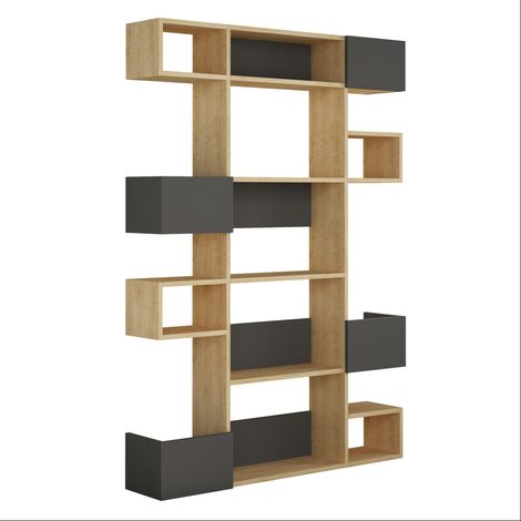 Holz Bücherregal "Niho" 120 x 27 x 171 cm - Eiche