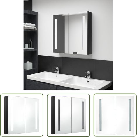 The Living Store LED-Spiegelschrank fürs Bad Glänzend Schwarz 62x14x60 cm - LED-Spiegelschrank - Badezimmermöbel - Kosmetikspiegel - Make-up-Tisch - Aufbewahrungsschrank (1/5)