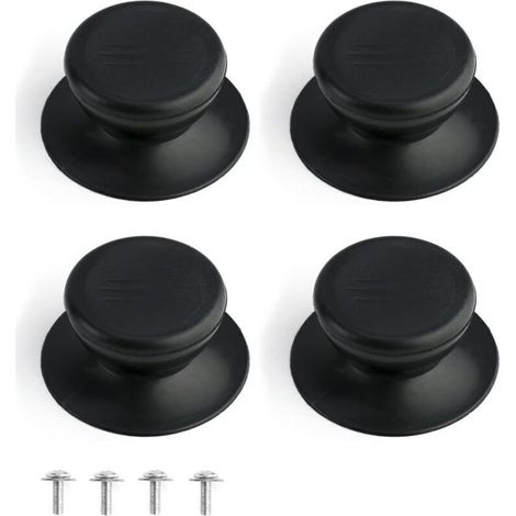 4 Pièces Bouton de Couvercle, Poignée de Rechange de Cuisine Universel, Noir (1/4)
